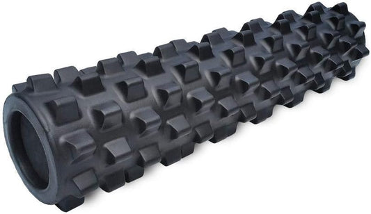 - Extra Firm Textured Muscle Foam Roller Manipulates Soft Tissue like a Massage Therapist (Black, Mid Size)